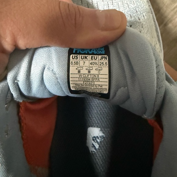 Hoka One Clifton 8 Blue Fog/ Plein Air Size 8.5B - Picture 14 of 14
